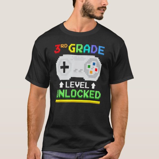 T-shirt 3rd Grade Level Unlocked Back To School Gamer Boys (Devant)