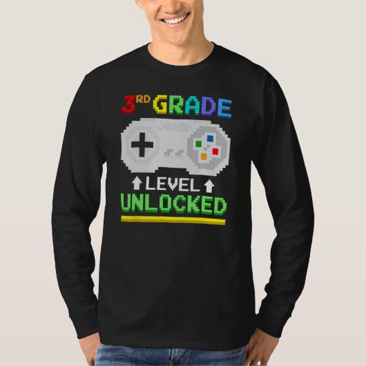 T-shirt 3rd Grade Level Unlocked Back To School Gamer Boys (Devant)