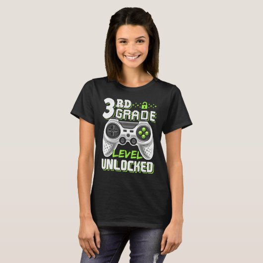T-shirt 3rd Grade Level Unlocked Video Game Back To School (Devant entier)
