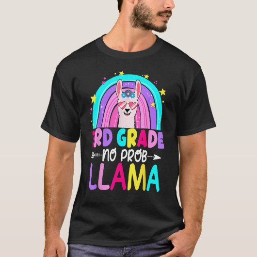T-shirt 3rd Grade No Prob Llama Rainbow Back To School Tea (Devant)