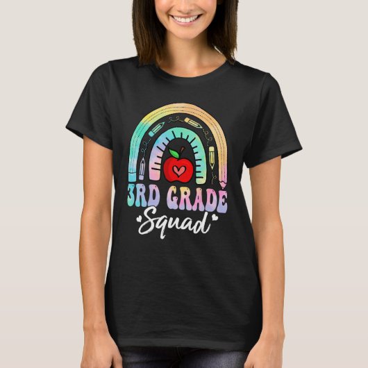 T-shirt 3rd Grade Squad Back To School Rainbow Teacher Gir (Devant)