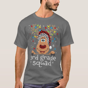T-shirt 3rd Grade Squad Plaid Reindeer Santa Hat Teacher C