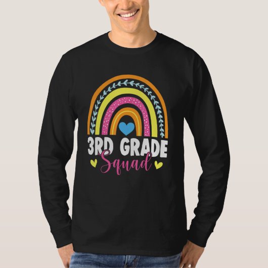 T-shirt 3rd Grade Squad Rainbow First Day Back To School (Devant)