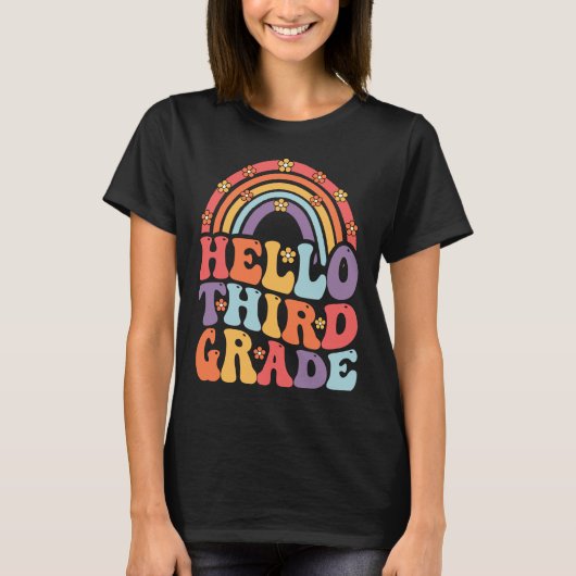 T-shirt 3rd Teacher Groovy Rainbow Back To School (Devant)