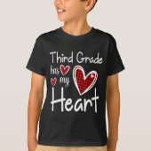 T-shirt 3rd Third Grade Has My Heart Buffalo Print Teacher (Devant)