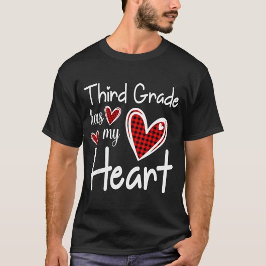 T-shirt 3rd Third Grade Has My Heart Buffalo Print Teacher (Devant)
