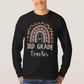 T-shirt 3rd Third Grade Teacher Rainbow Leopard Back To Sc (Devant)