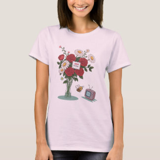 T-shirt 404 Bee Pixel Garden : Glitchy VHS Roses & Retro D