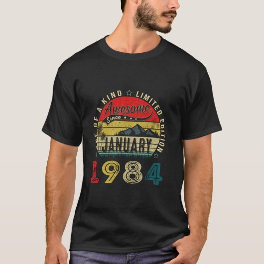 T-shirt 40 Ans Anniversaire Né En Janvier 1984 40e Anniver (Devant)