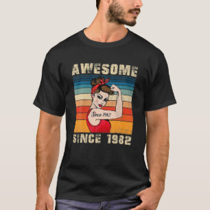 T-shirt 40 Ans Awesome Depuis 1982 40E Cadeaux Anniversair