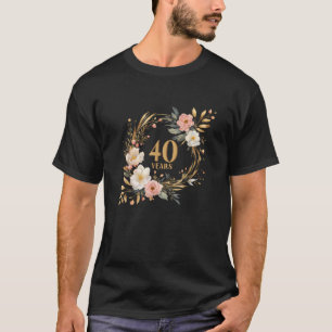 T-shirt 40 Ans Fête Aquarelle Anniversaire Floral fo