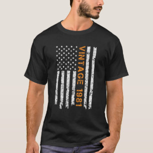 T-shirt 40 Ans Vintage 1981 Retro USA Drapeau 40E Birt