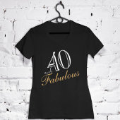 T-shirt 40 et fabuleux Elegant White Script Anniversaire
