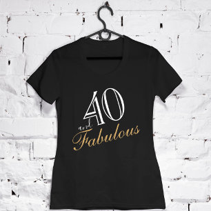 T-shirt 40 et fabuleux Elegant White Script Anniversaire