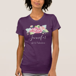 T-shirt 40 & Fabuleux Bouquet d'aquarelle rose