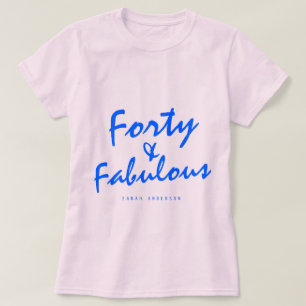 T-shirt 40 Fabuleux Neon Bleu Nom 40e anniversaire Cadeau
