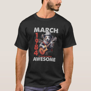 T-shirt 40 mars Anniversaire Amoureux des chiens depuis 19