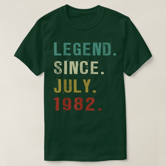T-shirt 40 Years Old Legend Since July 1982 40th Birthday  (Design devant)
