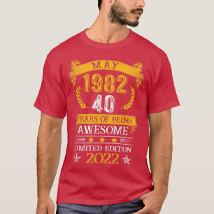 T-shirt 40e anniversaire Cadeaux mai 1982 Edition limitée