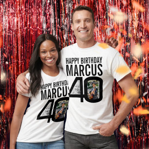 T-shirt 40e anniversaire coutume noire maintenant puis nom