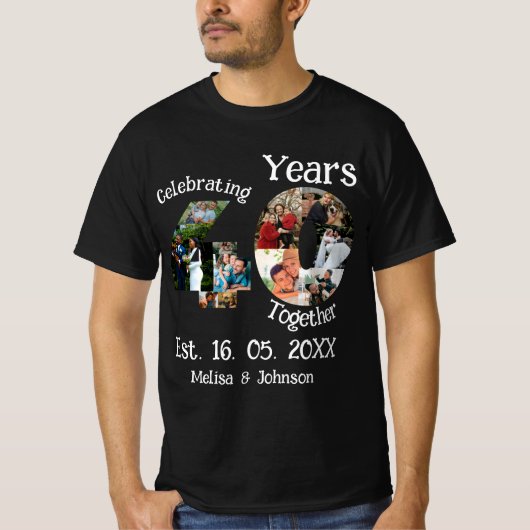 T-shirt 40e anniversaire du Mariage 11 photo Collage (Devant)