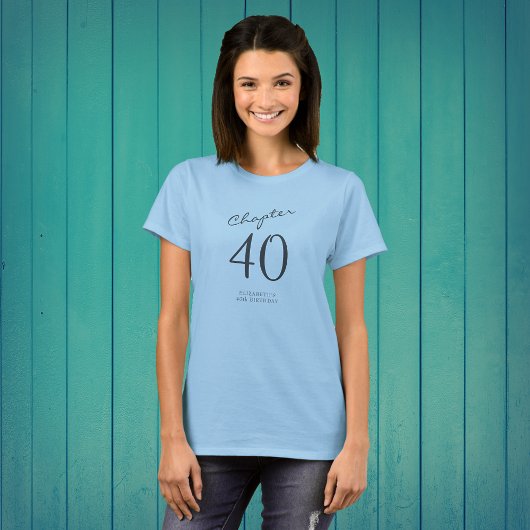 T-shirt 40e anniversaire fête Gris Script bleu