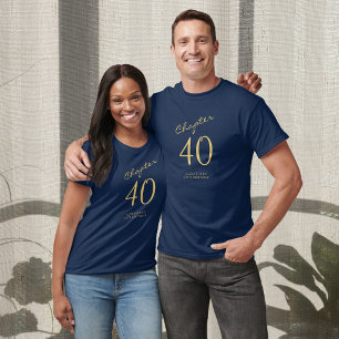 T-shirt 40e Anniversaire Gold Script Bleu