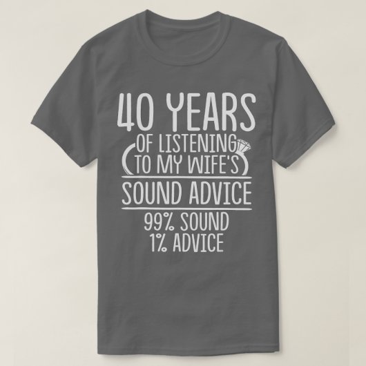 T-shirt 40e anniversaire Mariage de 40 ans Cadeau Écouter (Design devant)