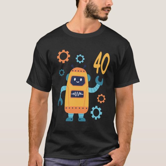 T-shirt 40E Anniversaire Mignonne Robot 40 Ans Amusant B-D (Devant)