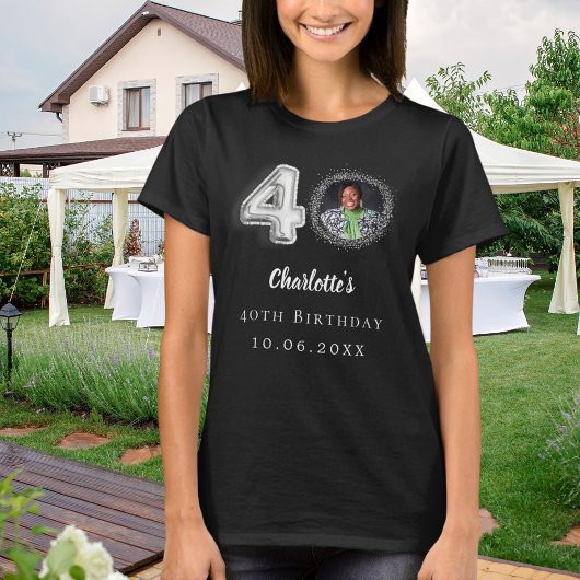 T-shirt 40e anniversaire noir argent photo