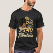 T-shirt 40e Anniversaire Reine 40 ans fille noire Afro W (Devant)