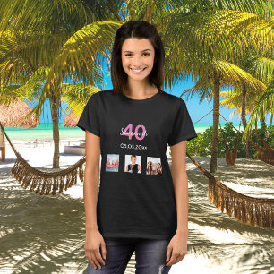 T-shirt 40e anniversaire sur mesure photo rose monogramme 