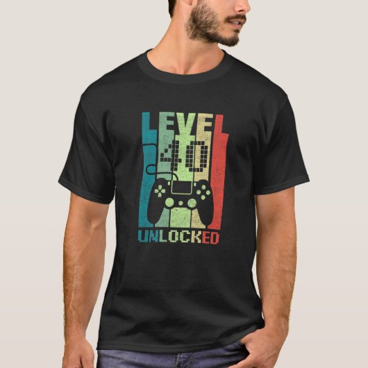 T-shirt 40E Cadeaux Anniversaires Niveau 40 Vidéo Jeu Déve (Devant)