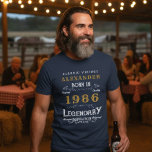 T-shirt 40th Birthday 1982 Ajouter Nom Blue Gold Legendary<br><div class="desc">40e anniversaire ajoutez votre nom Tshirt. Modifiez le nom et l'année avec le modèle fourni. Un magnifique T-shirt bleu d'anniversaire personnalisé. Plus de cadeaux et de fournitures de fête disponibles avec le design "légendaire" dans le magasin.</div>