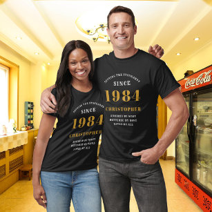 T-shirt 40th Birthday 1984 Ajouter Nom Black Gold Party