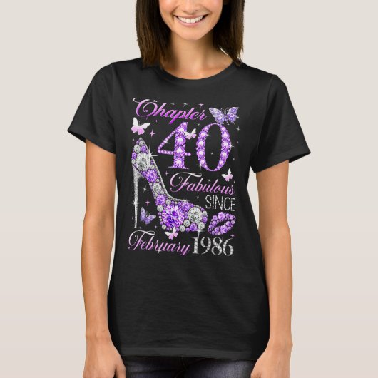 T-shirt 40th Birthday Queen Chapter 40 Fabulous Since 1986 (Devant)