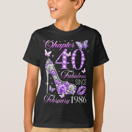 T-shirt 40th Birthday Queen Chapter 40 Fabulous Since 1986 (Devant)