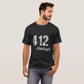 T-shirt 412 Code régional de Pittsburgh en détresse (Devant entier)