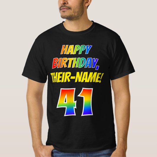 T-shirt 41e anniversaire — Bold, Fun, Rainbow 41, Nom pers (Devant)