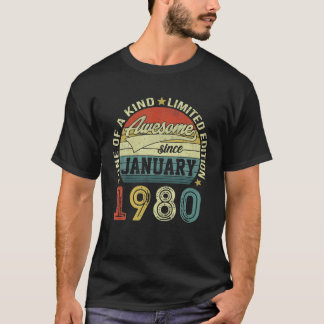 T-shirt 42 Year Old Gifts Awesome Since January 1980 42Th
