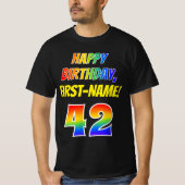T-shirt 42e anniversaire — Bold, Fun, Rainbow 42, Nom pers (Devant)