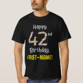 T-shirt 42e anniversaire : Fleurs florales Numéro "42" + N (Devant)