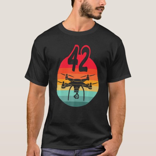 T-shirt 42e Anniversaire I Télécommande Rétro Drones Avec (Devant)