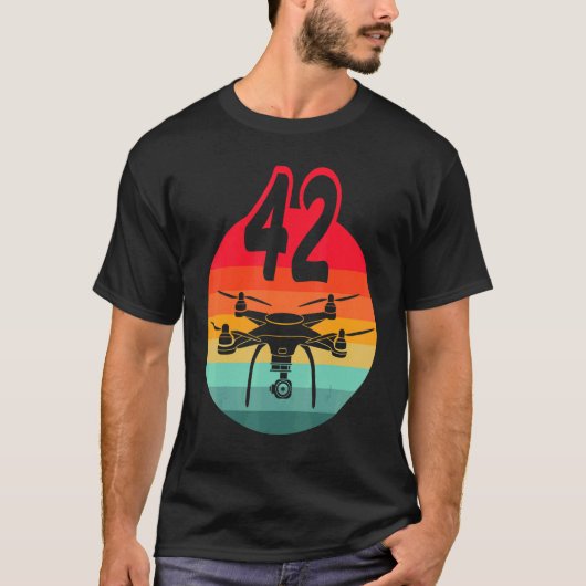T-shirt 42e Anniversaire I Télécommande Rétro Drones Avec  (Devant)