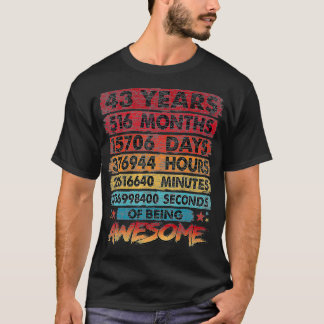 T-shirt 43e anniversaire 43 ans Vintage Retro 516 mois