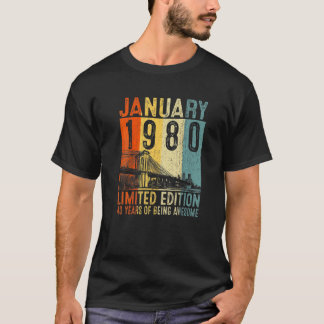 T-shirt 43e anniversaire Vintage janvier 1980 43 ans Homme
