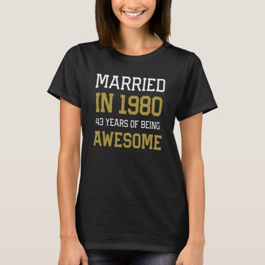 T-shirt 43rd Anniversary for Men Married In 1980 Couples H (Devant)