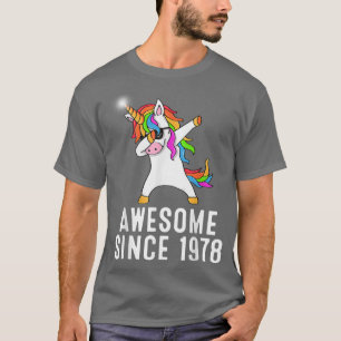 T-shirt 43rd birthday, unicorn dab, Awesome since 1978 