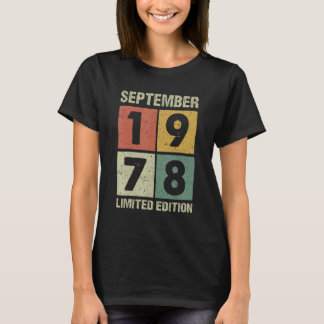 T-shirt 44 ans Vintage septembre 1978 44e anniversaire