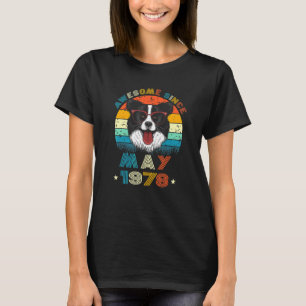 T-shirt 44e anniversaire Amour frontière Collie Chien 44 a